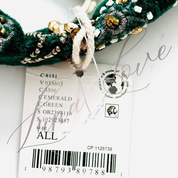 FREE PEOPLE Nashville Nights Beaded Sequin Velvet Shoulder Bag In Green NWT - Picture 9 of 9